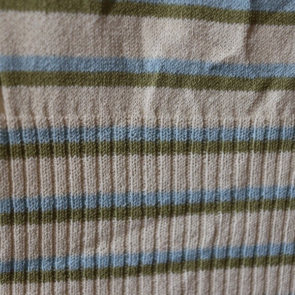 Nanette Lepore Cream Green Blue Stripe Sleeveless Bow Top Large Soft Chic Style - Picture 12 of 16